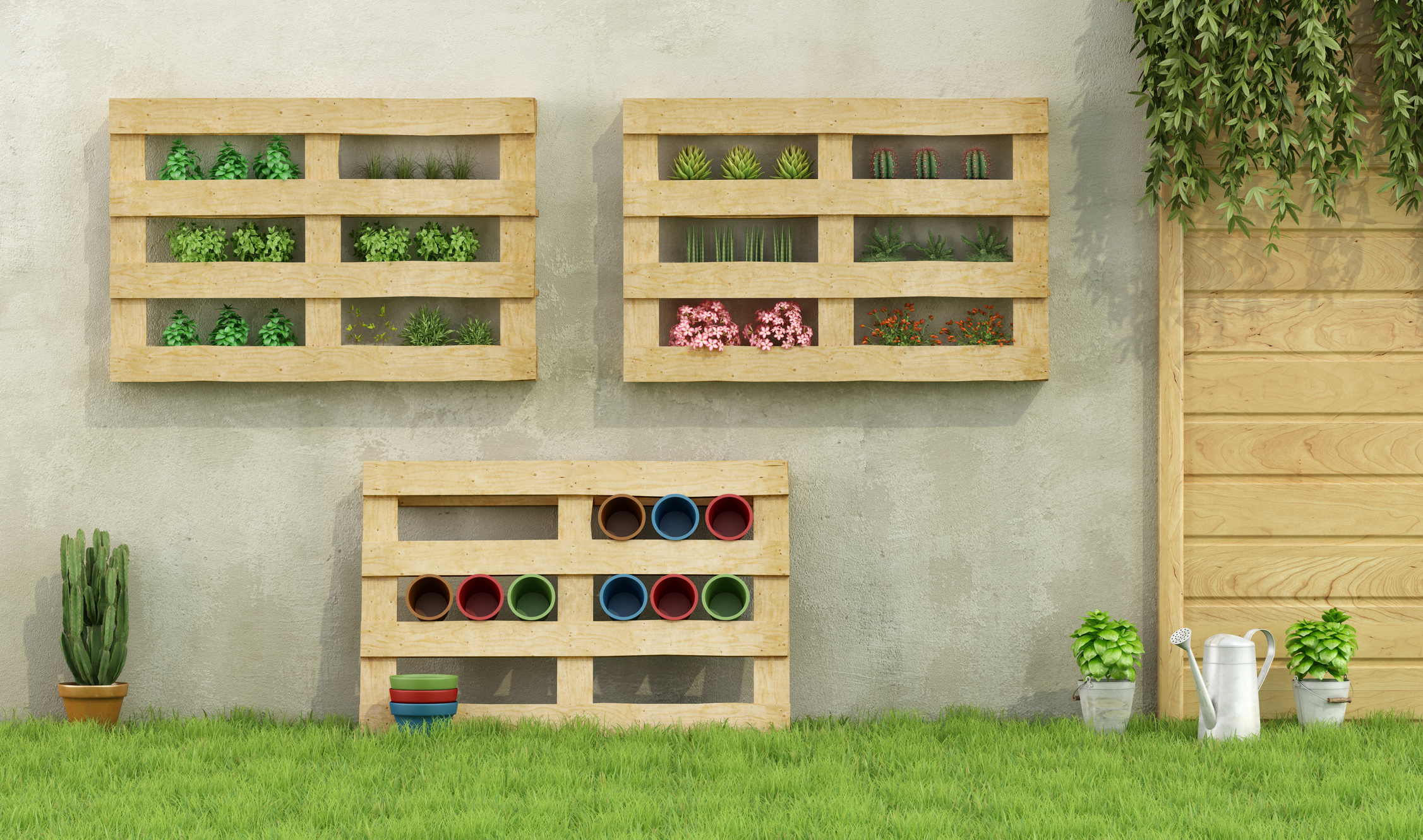 pallets with plants